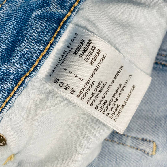 American Eagle Light Wash Button Front Hi-Rise A-Line Skirt Super Stretch Sz 4 - Picture 8 of 13